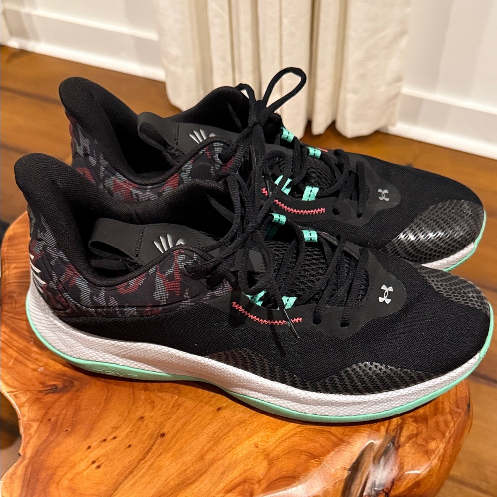 Under Armour Steph Curry Black and Mint Athletic Shoes